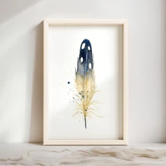 Image of a feather watercolor painting by Shayna Larsen, originals & prints available