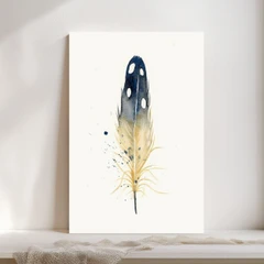 Image of a feather watercolor painting by Shayna Larsen, originals & prints available