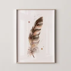 Image of a feather watercolor painting by Shayna Larsen, originals & prints available