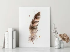 Image of a feather watercolor painting by Shayna Larsen, originals & prints available