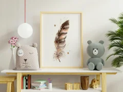 Image of a feather watercolor painting by Shayna Larsen, originals & prints available