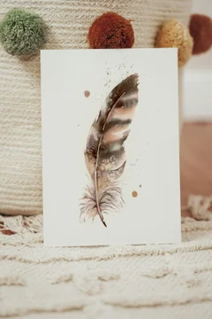 Image of a feather watercolor painting by Shayna Larsen, originals & prints available
