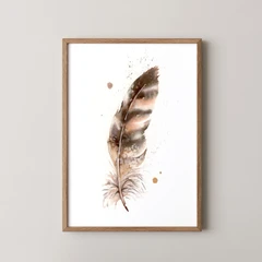 Image of a feather watercolor painting by Shayna Larsen, originals & prints available