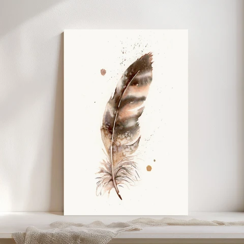 Image of a feather watercolor painting by Shayna Larsen, originals & prints available