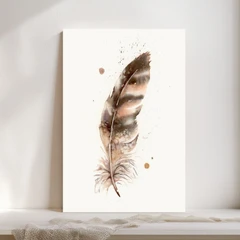 Image of a feather watercolor painting by Shayna Larsen, originals & prints available