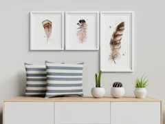 Image of a feather watercolor painting by Shayna Larsen, originals & prints available