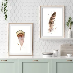 Image of a feather watercolor painting by Shayna Larsen, originals & prints available