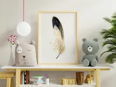 Image of a feather watercolor painting by Shayna Larsen, originals & prints available