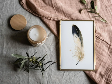 Image of a feather watercolor painting by Shayna Larsen, originals & prints available