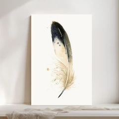 Image of a feather watercolor painting by Shayna Larsen, originals & prints available