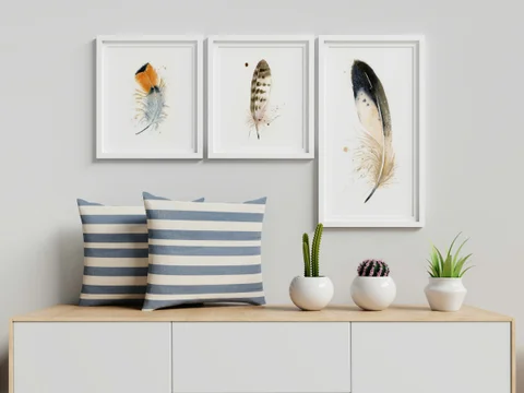 Image of a feather watercolor painting by Shayna Larsen, originals & prints available