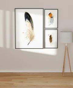 Image of a feather watercolor painting by Shayna Larsen, originals & prints available