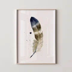 Image of a feather watercolor painting by Shayna Larsen, originals & prints available