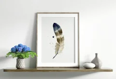Image of a feather watercolor painting by Shayna Larsen, originals & prints available