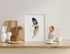 Image of a feather watercolor painting by Shayna Larsen, originals & prints available