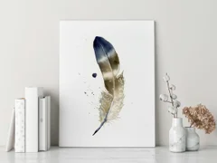 Image of a feather watercolor painting by Shayna Larsen, originals & prints available
