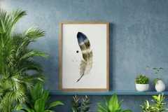 Image of a feather watercolor painting by Shayna Larsen, originals & prints available