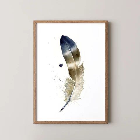 Image of a feather watercolor painting by Shayna Larsen, originals & prints available