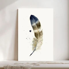 Image of a feather watercolor painting by Shayna Larsen, originals & prints available