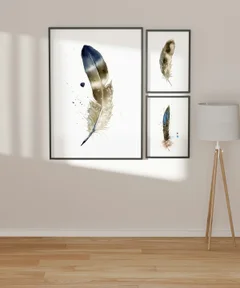 Image of a feather watercolor painting by Shayna Larsen, originals & prints available