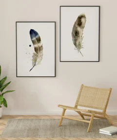 Image of a feather watercolor painting by Shayna Larsen, originals & prints available