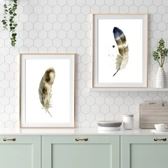 Image of a feather watercolor painting by Shayna Larsen, originals & prints available