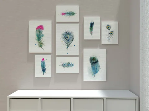 Image of a feather watercolor painting by Shayna Larsen, originals & prints available