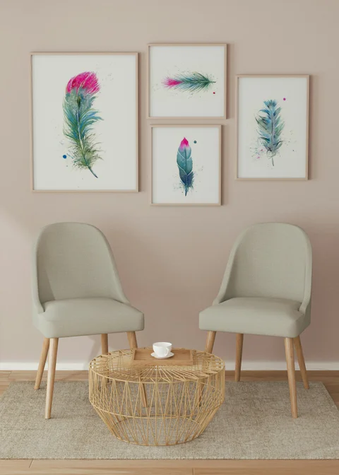 Image of a feather watercolor painting by Shayna Larsen, originals & prints available