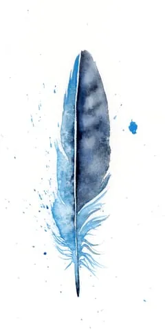 Image of a feather watercolor painting by Shayna Larsen, originals & prints available