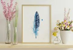 Image of a feather watercolor painting by Shayna Larsen, originals & prints available