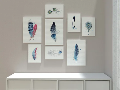 Image of a feather watercolor painting by Shayna Larsen, originals & prints available