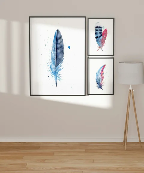 Image of a feather watercolor painting by Shayna Larsen, originals & prints available