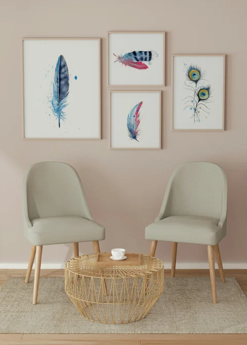 Image of a feather watercolor painting by Shayna Larsen, originals & prints available