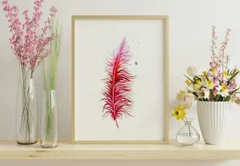 Image of a feather watercolor painting by Shayna Larsen, originals & prints available