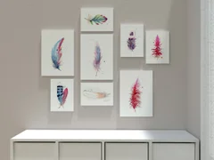Image of a feather watercolor painting by Shayna Larsen, originals & prints available