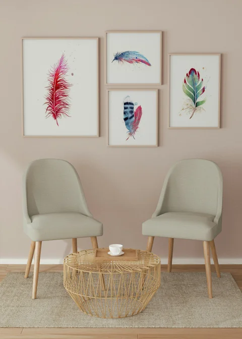 Image of a feather watercolor painting by Shayna Larsen, originals & prints available