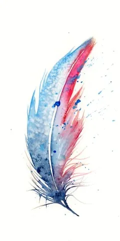 Image of a feather watercolor painting by Shayna Larsen, originals & prints available