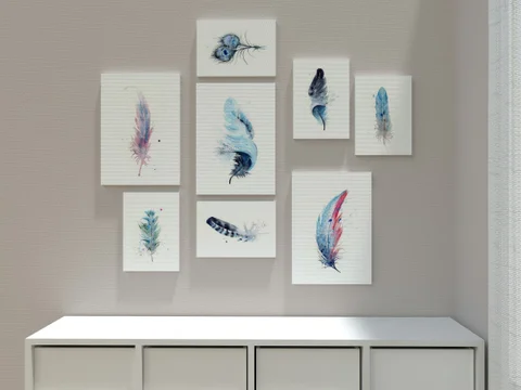 Image of a feather watercolor painting by Shayna Larsen, originals & prints available