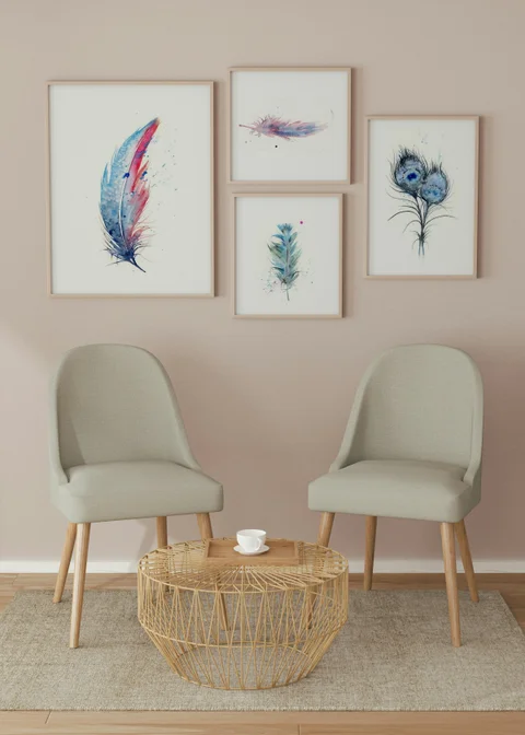 Image of a feather watercolor painting by Shayna Larsen, originals & prints available