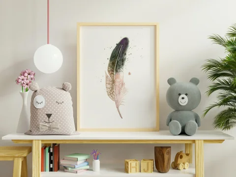 Image of a feather watercolor painting by Shayna Larsen, originals & prints available