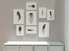 Image of a feather watercolor painting by Shayna Larsen, originals & prints available
