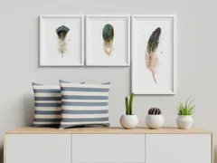 Image of a feather watercolor painting by Shayna Larsen, originals & prints available