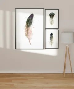 Image of a feather watercolor painting by Shayna Larsen, originals & prints available