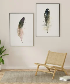 Image of a feather watercolor painting by Shayna Larsen, originals & prints available