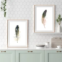 Image of a feather watercolor painting by Shayna Larsen, originals & prints available