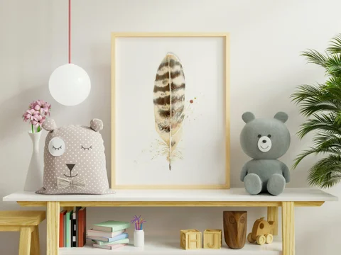 Image of a feather watercolor painting by Shayna Larsen, originals & prints available