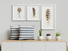 Image of a feather watercolor painting by Shayna Larsen, originals & prints available