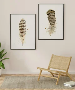 Image of a feather watercolor painting by Shayna Larsen, originals & prints available