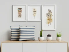 Image of a feather watercolor painting by Shayna Larsen, originals & prints available