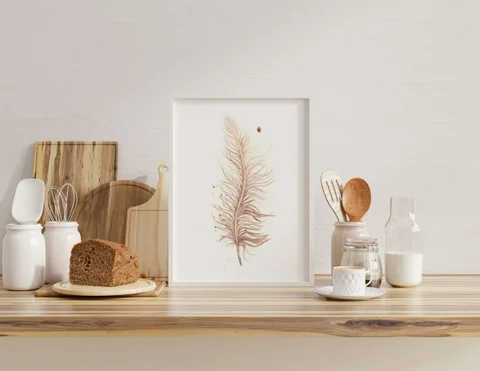 Image of a feather watercolor painting by Shayna Larsen, originals & prints available